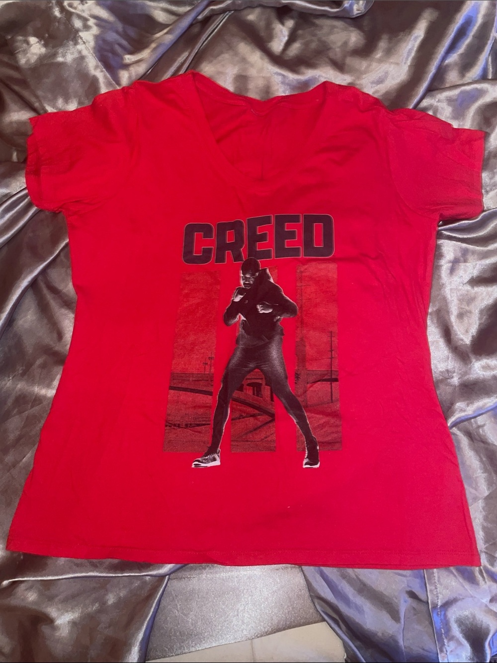Creed Red V-Neck Graphic Women's Tee